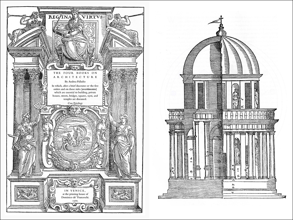 帕拉第奥《建筑四书》英文版扉页与插图