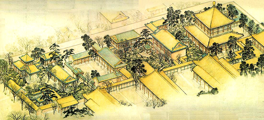 寧壽宮花園鳥瞰圖(引自《乾隆遺珍》) 寧壽宮花園鳥瞰圖(引自《乾隆遺珍》)