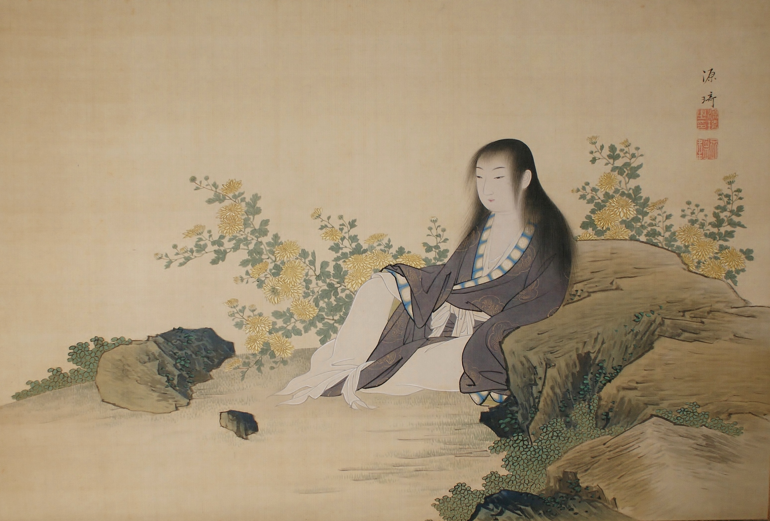 江户后期画家驹井源琦的菊慈童图 江户后期画家驹井源琦的菊慈童图