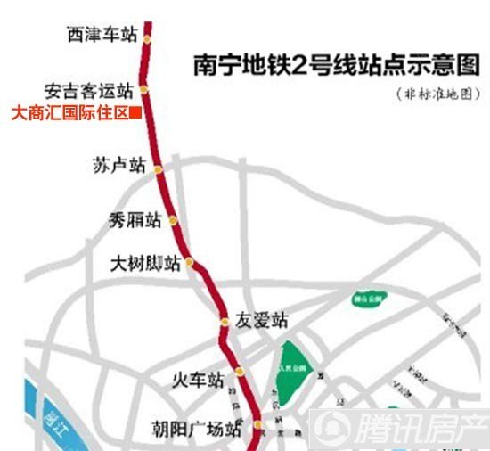 南宁地铁2号线部分站点示意图