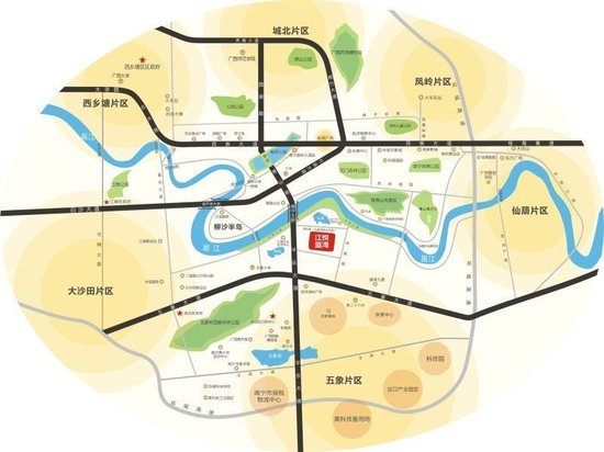 邕江畔一个新的城市中心正在逐步成型,这就是五象新区,一个越南宁的图片
