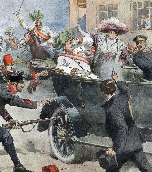 1914年6月28日奥匈帝国皇储弗朗茨·斐迪南在萨拉热窝被刺杀，这起事件成为一战导火索