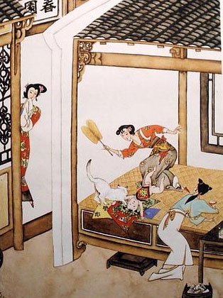 《金瓶梅》中潘金莲用狮子猫谋害李瓶儿的孩子，也是宫斗剧常见桥段