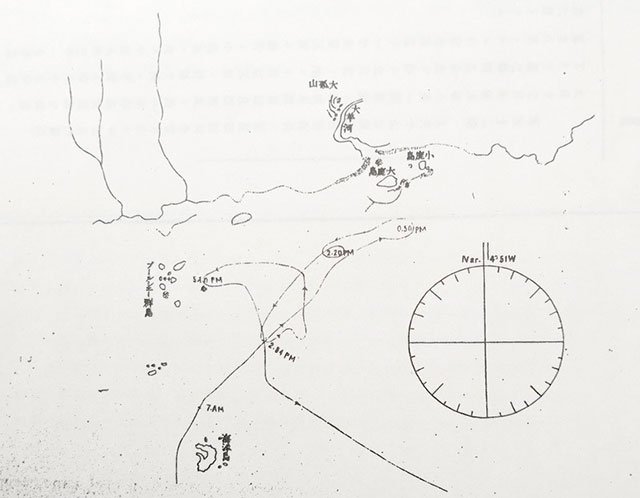 河原要一海战报告所附第一游击队击沉“经远”的作战示意。