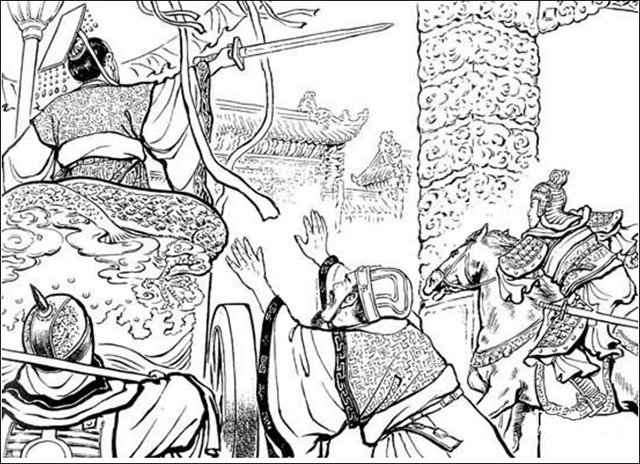《三国演义》连环画中曹髦讨伐司马昭的画面