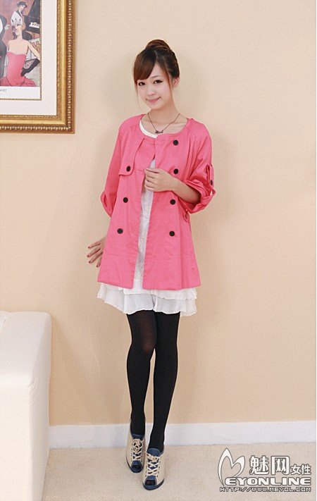 风衣+小裙+打底裤 初秋甜美搭_女性_拍拍网