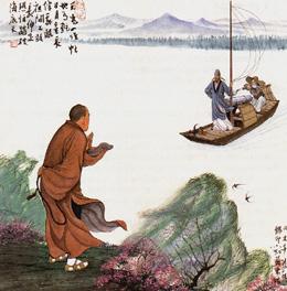 苏轼与佛印禅师(资料图)自幼出家的著名诗僧道潜(号参廖子,宋哲宗元