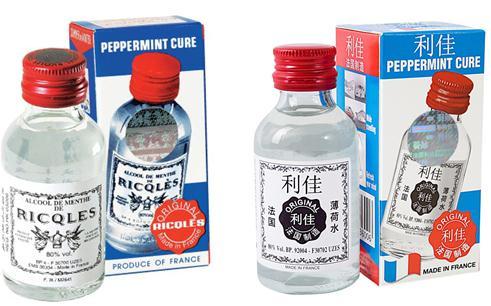 香港销售的法国双飞人药水内地更名利佳薄荷水
