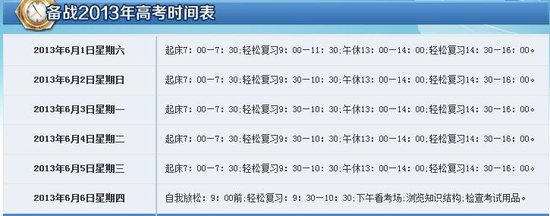 决战高考冲刺时间表 规划决定命运