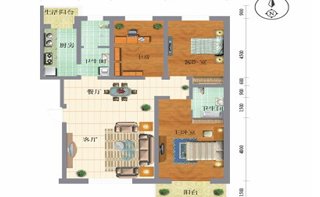 D户型三室两厅两卫 143.12平