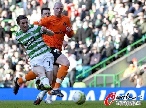 图文:凯尔特人1-0邓迪联 罗比基恩射门瞬间