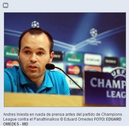 伊涅斯塔:欧冠获胜没商量 西甲不止皇马巴萨