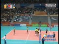 视频：亚运会男排预赛 中国队员配合默契利落得分 2-1