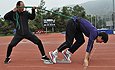 Exclusieve foto's: Liu Xiang van speciale middelen van de praktijk trapeze begint te goed te voelen