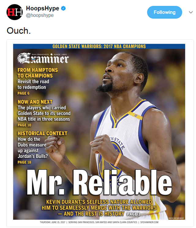 奧克拉荷馬媒體再度火上澆油  嘲諷杜蘭特的行為從未停息-Haters-黑特籃球NBA新聞影片圖片分享社區