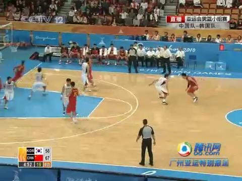 视频：男篮中韩战 孙悦突破上篮打三分成功