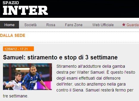 噩耗！国米铁卫伤停三周 缺席冲刺阶段三恶战