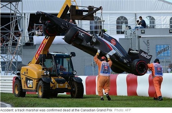 F1加拿大站工作人员遭吊车碾轧 伤重不治身亡