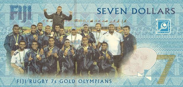 纪念奥运首金 斐济发行橄榄球队成员头像纸币