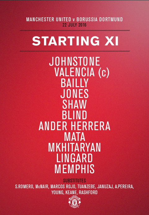 曼联vs多特首发:两强援出击 德佩PK奥巴梅扬