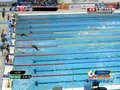 视频：游泳赛场朱倩蔚出发落后 最终5米反超