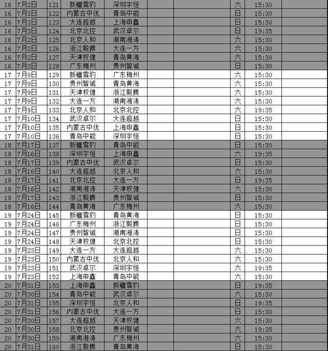 2016中甲联赛赛程表出炉 3月12日将打响首轮