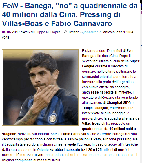 曝中超两队争抢阿根廷国脚 上港开出3亿合同