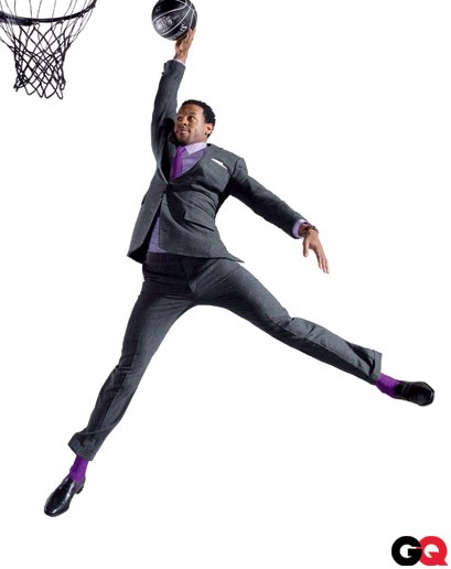 组图:NBA巨星时尚杂志拍写真 格里芬穿西装灌篮