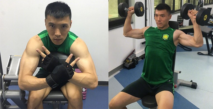 于大宝晒康复训练照 肌肉发达显猛男范儿