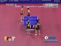 视频：乒球女双半决赛 刘诗雯反手发球出界