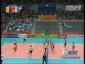 视频：男排赛场中国队双人拦网得分 气势高涨
