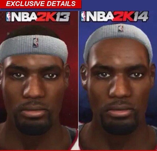 囧!2K14詹姆斯发际线太高 28岁皇帝已变秃头