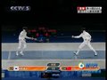 视频：男子个人重剑决赛 中韩双方同时击中