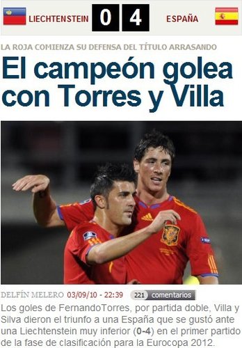 西媒预言西班牙冠军戴帽 遗憾比利亚未超劳尔