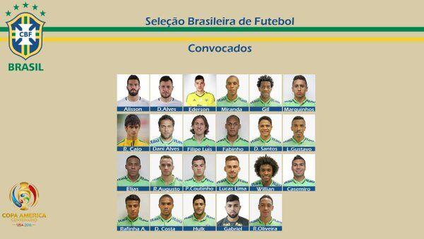 巴西战美洲杯23人名单:中超两将 内马尔缺席