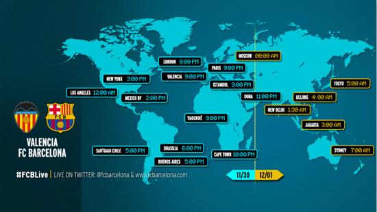 全球巴萨球迷收视指南 北京时间须加7小时