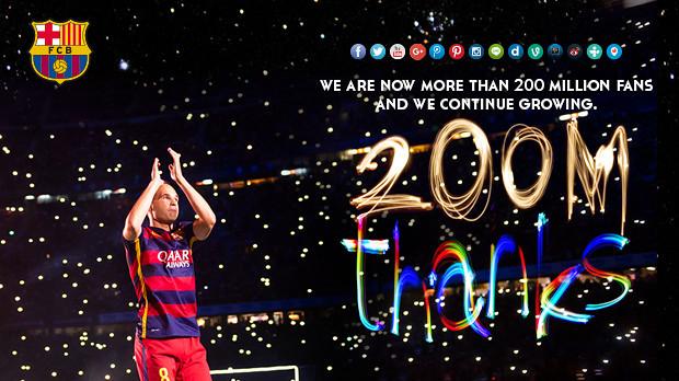 巴塞罗那俱乐部社交网站粉丝破2亿大关_体育_腾讯网