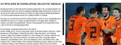 荷兰公布预选赛名单
