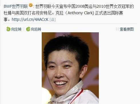 羽联宣布杜婧退出国际赛事 伤病折磨成为罪魁