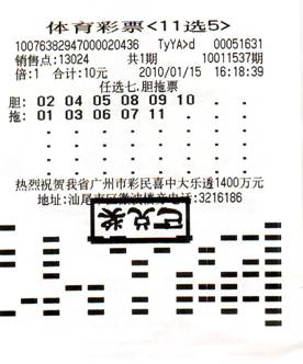 11选5任选七:胆拖投注之胆错也能中奖(图)