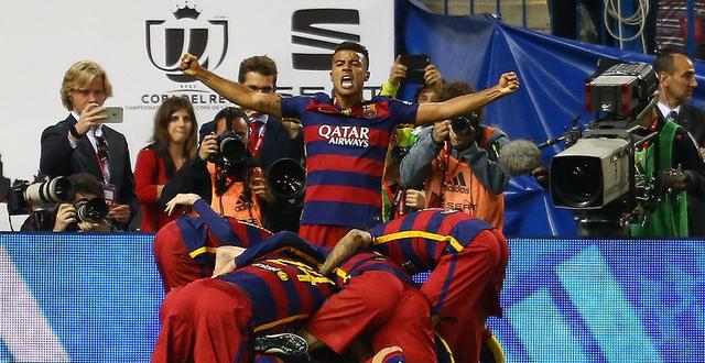 国王杯-10人巴萨2-0捧杯 内马尔破门梅西助攻