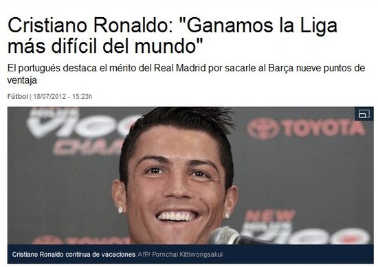 C罗:胜无敌巴萨意义非凡 菲戈力挺C罗拿金球