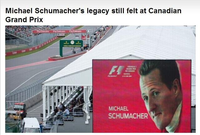 F1加拿大站致敬舒马赫 昔日冤家盼其早日康复
