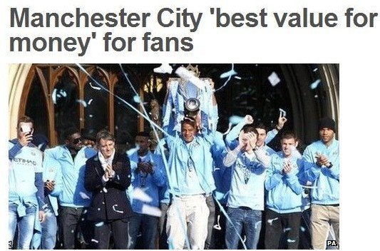 曼城当选英超最具价值球队 悲惨红军倒数第二