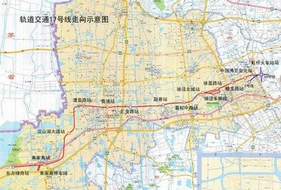 从地图上看,吴江东南部土地与上海地铁17号线最接近.图片