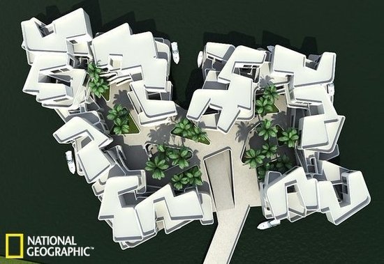 未来浮动城市设计:海上大厦可完全自给自足