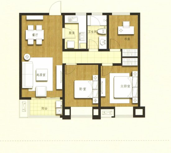 南通怡丰森林湖g3-4户型三室两厅装修效果图 125平方三室两厅现代简约