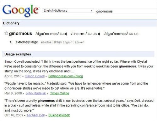 谷歌词典Google Dictionary开始显示使用范例