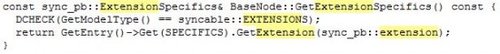 Chrome源代码中首次出现扩展同步代码