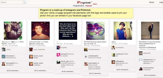 pingram:基于pinterest界面浏览instagram图